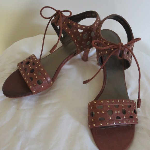 Stuart Weitzman Leather Ankle Tie Sandals - Picture 1 of 5